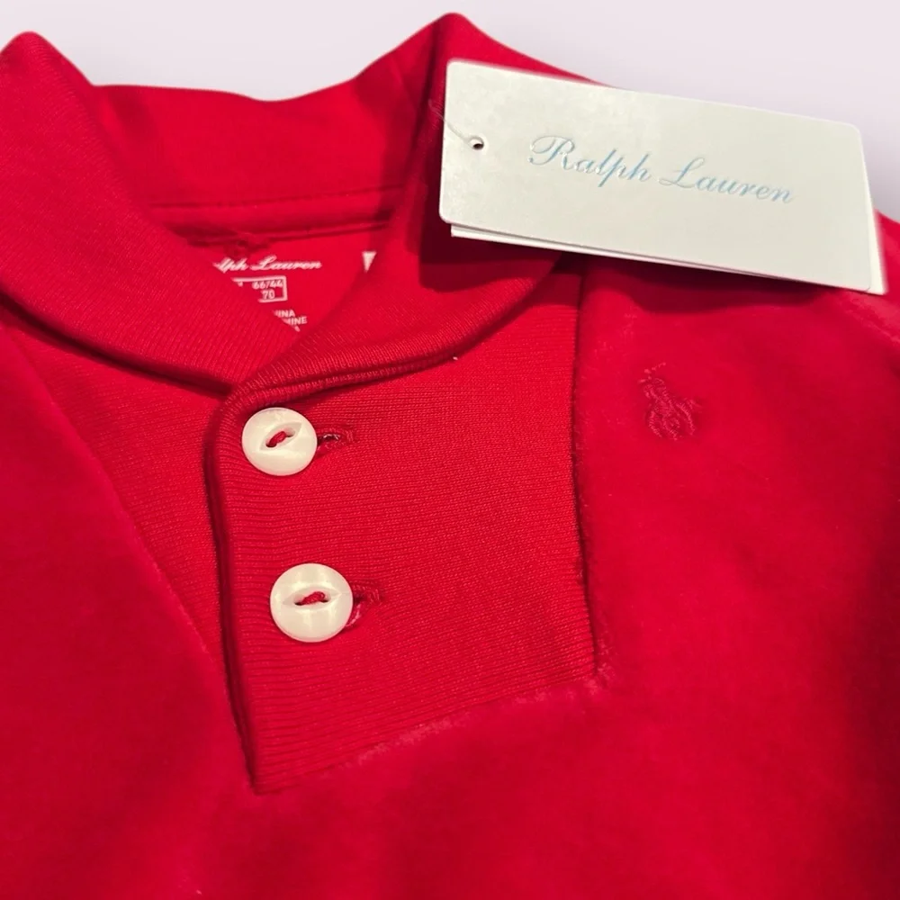 NWT Baby Ralph Lauren Classic Red Velour Outfit Size 6 Months
